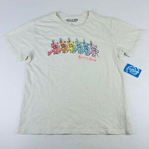 Lucky Brand Grateful Dead Men's T-Shirt Small Crème Graphic Tee Dancing Bears